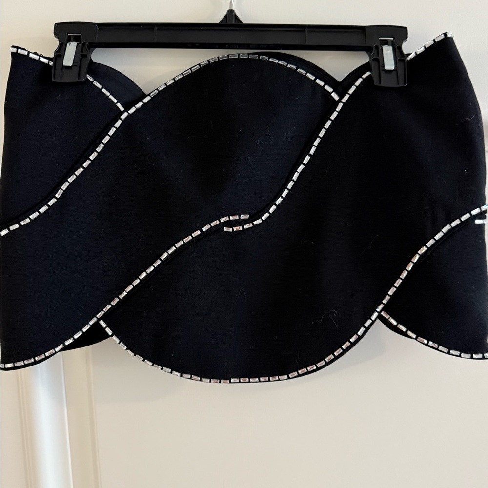 AREA Black Asymmetrical Skirt with Silver Accents
